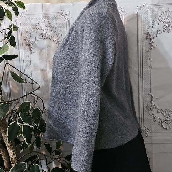 Cynthia Rowley 2- ply Cashmere Gray Open Front Cropped Cardigan Large - Picture 3 of 9